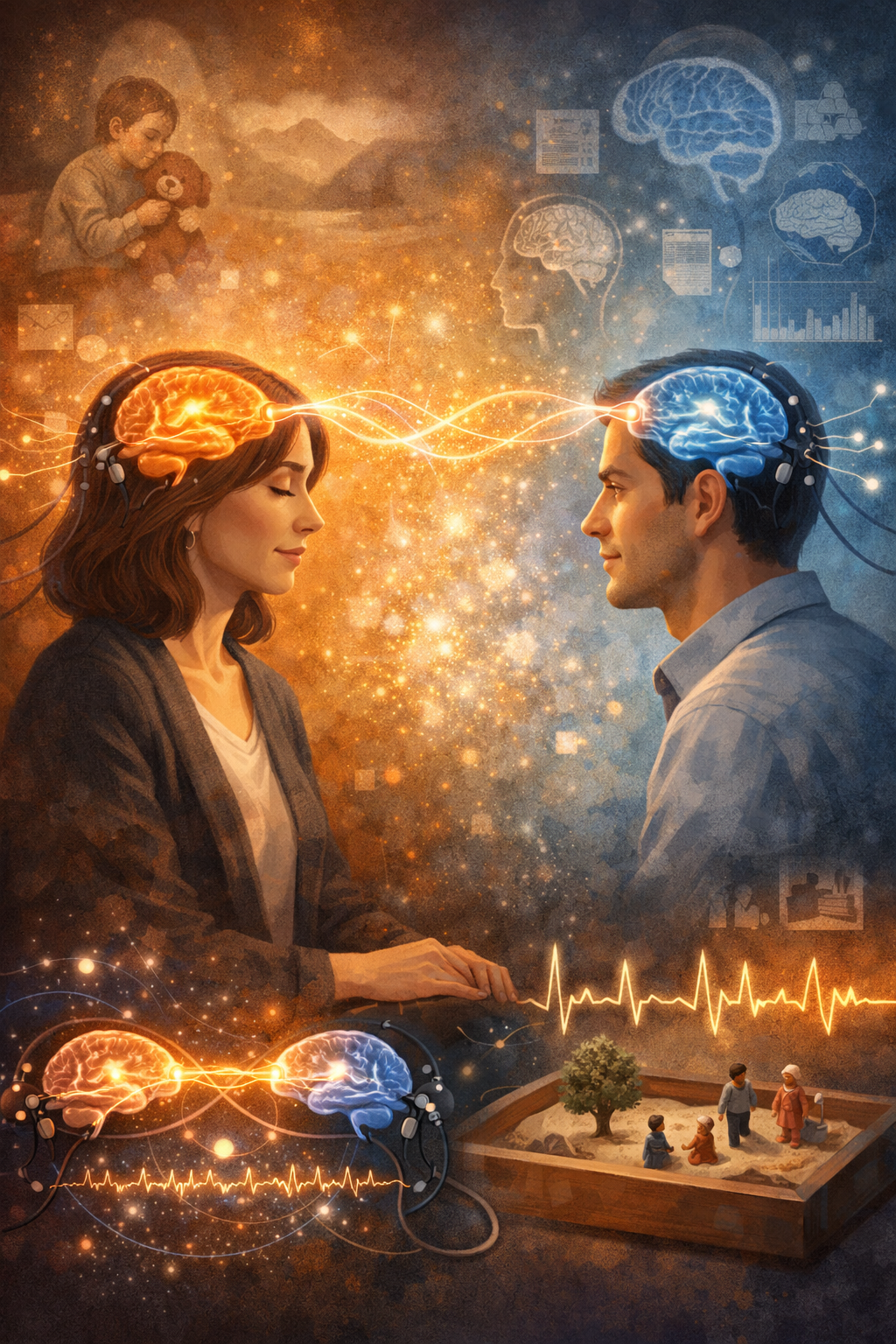 terapeuta e paziente in seduta — sincronizzazione neurale e transfert